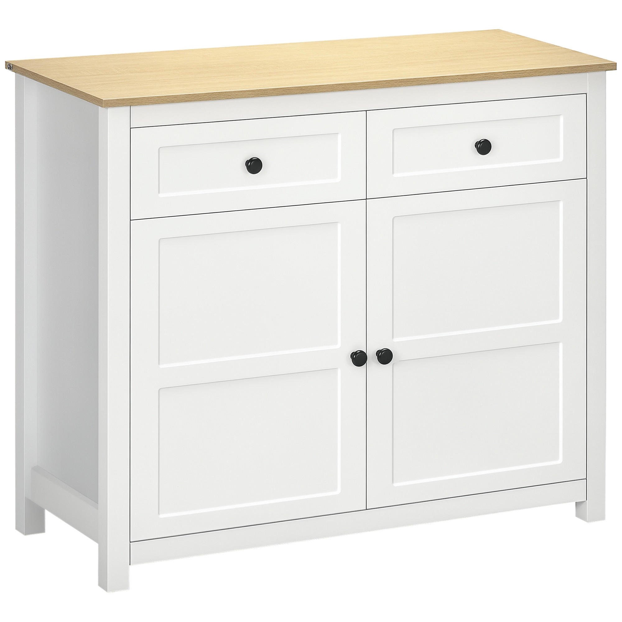 KOMMODE DE-11039 2 Türen mit verstellbarem Boden Weiß/Holzoptik - Weiß, Holzwerkstoff (100/85/40cm) - ComfortXL