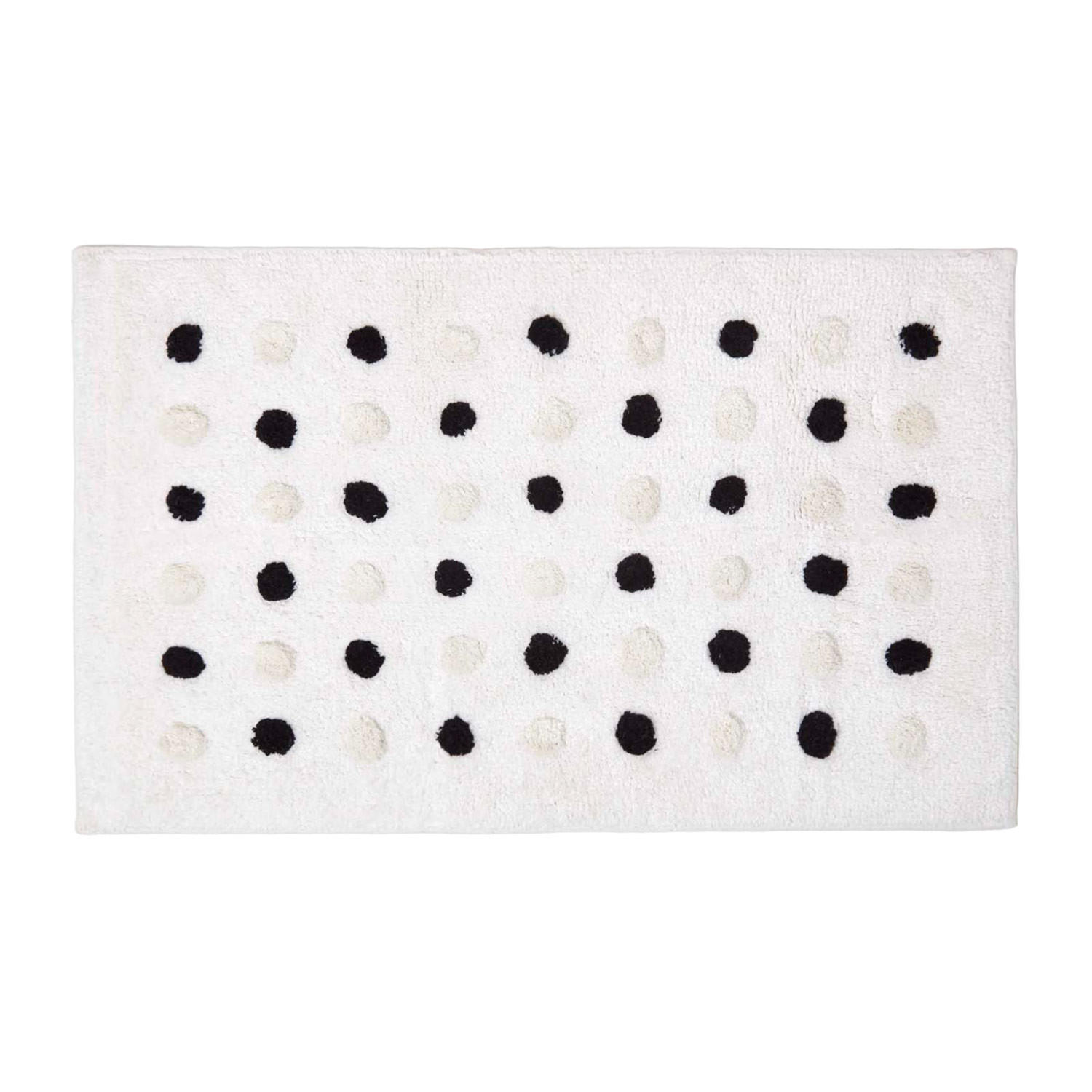 BADEMATTE Punkte 50/80 cm, Baumwolle - Weiß, Textil (50/80cm) - Homescapes