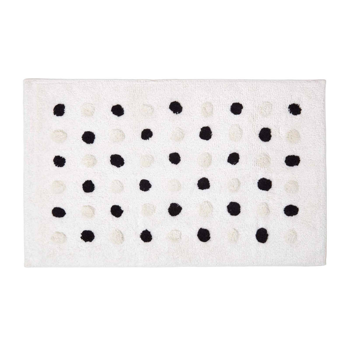 BADEMATTE Punkte 50/80 cm, Baumwolle - Weiß, Textil (50/80cm) - Homescapes