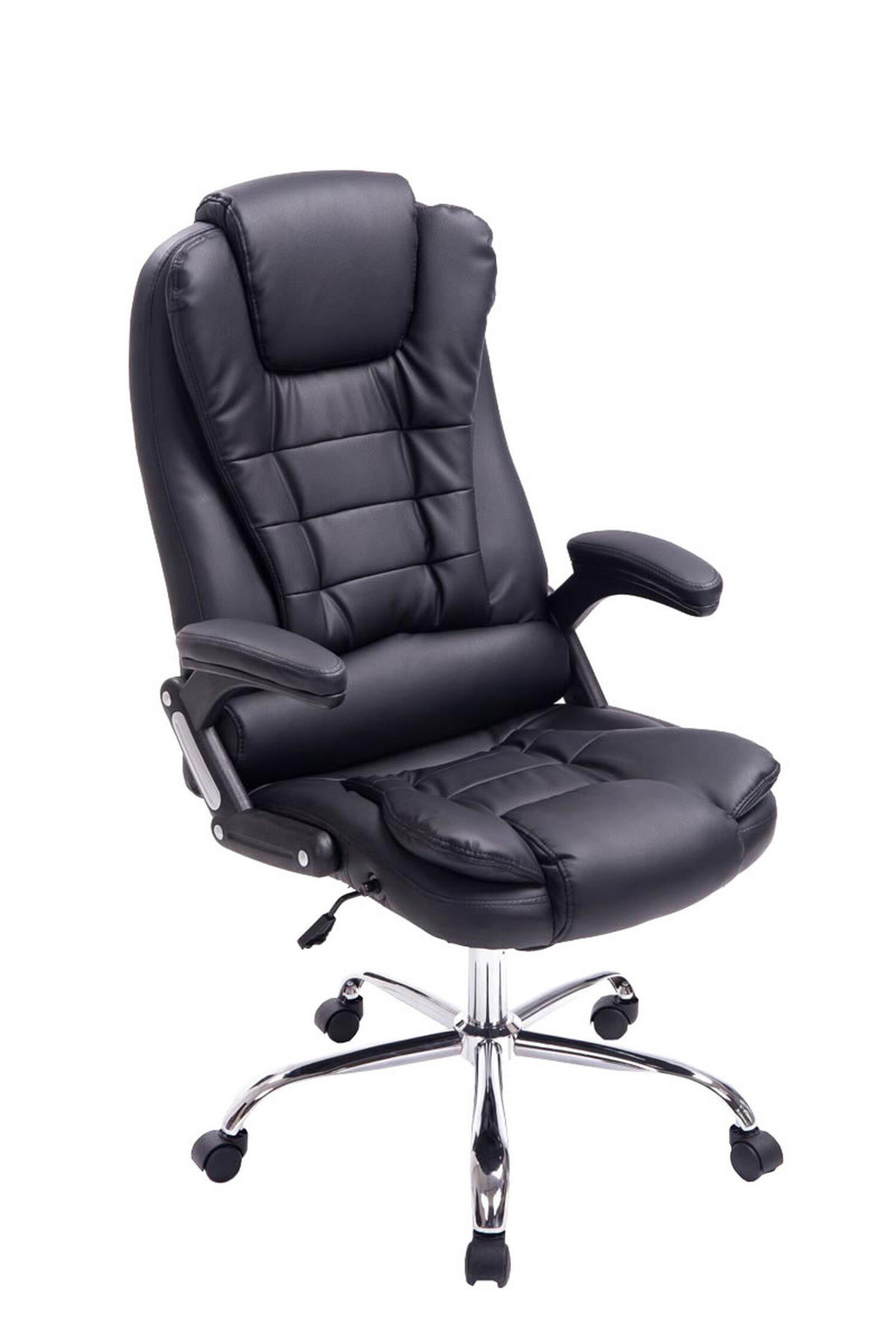 BÜROSTUHL Toronto, Kunstleder Schwarz - Schwarz, Textil/Metall (69/123/78cm) - TPFLiving