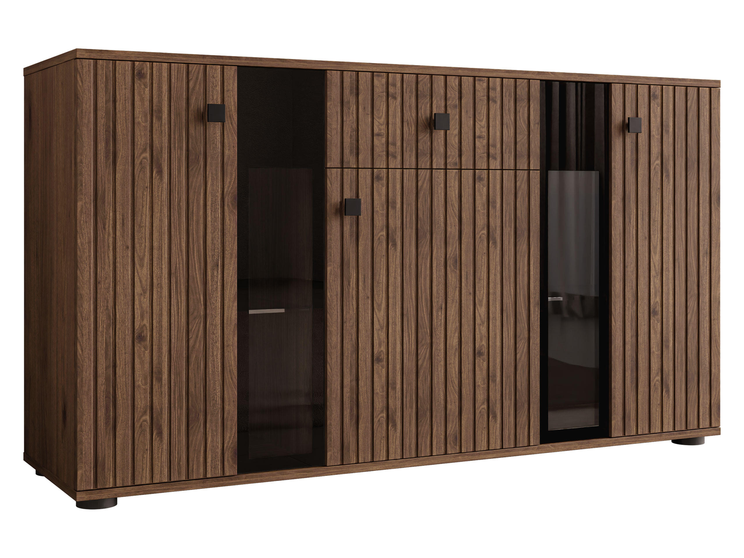 KOMMODE Salsa II - Nussbaumfarben/Schwarz, Holzwerkstoff/Kunststoff (141/80/41cm) - MIRJAN24