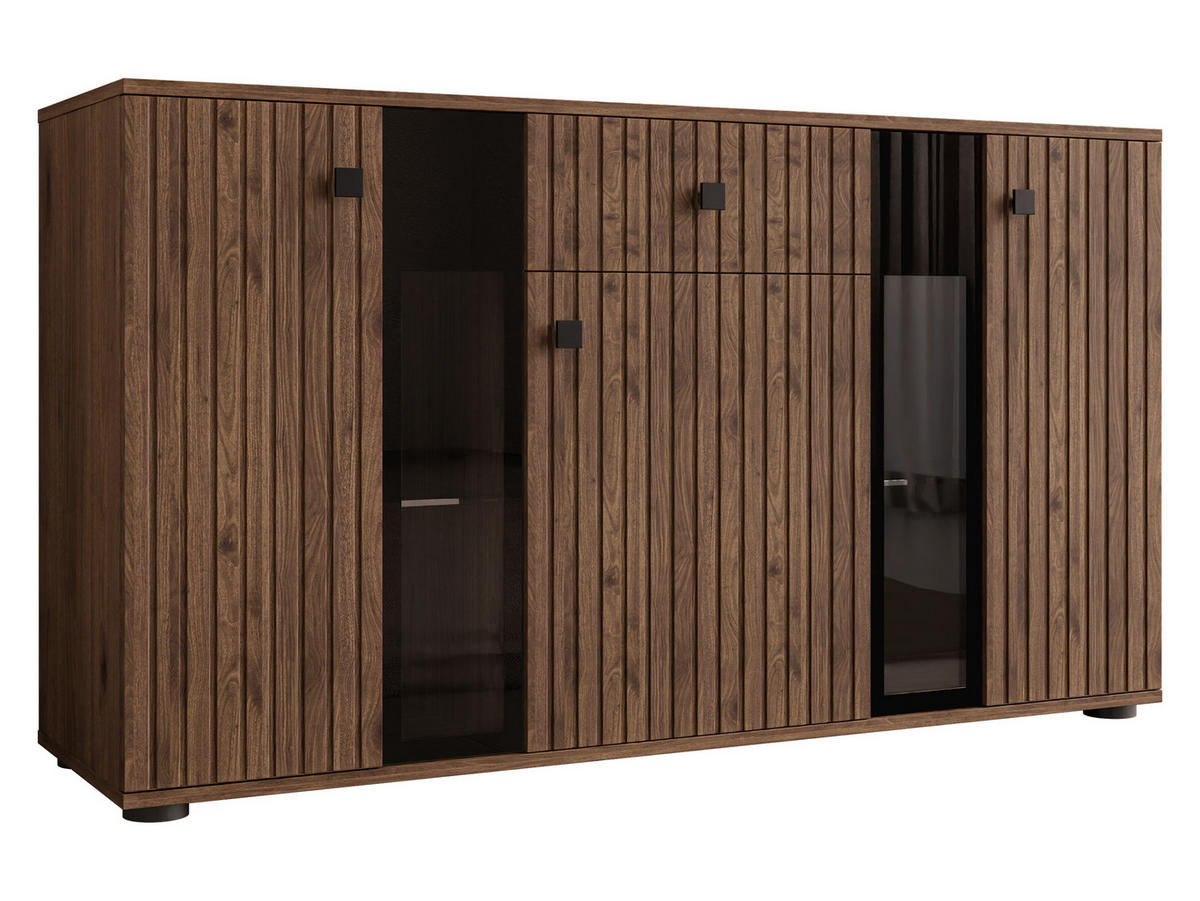 KOMMODE Salsa II - Nussbaumfarben/Schwarz, Holzwerkstoff/Kunststoff (141/80/41cm) - MIRJAN24