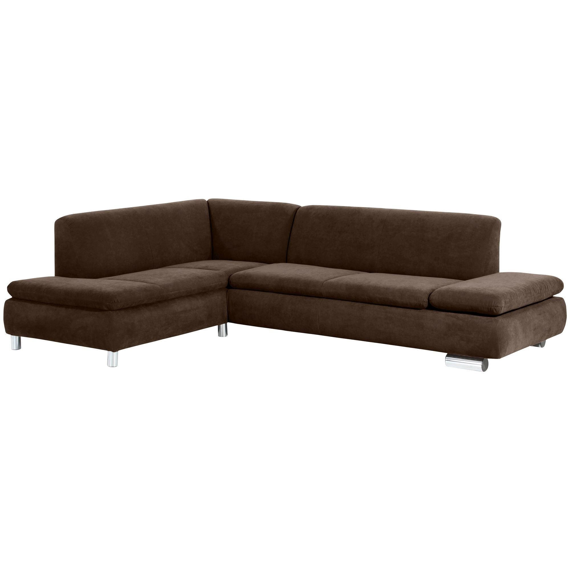 ECKSOFA mit Ottomane links Kaye Bezug Veloursstoff Metallfuß verchromt / braun - Braun, Kunststoff (190/270cm) - 58aufmkessel