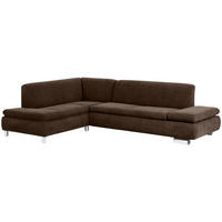 ECKSOFA mit Ottomane links Kaye Bezug Veloursstoff Metallfuß verchromt / braun - Braun, Kunststoff (190/270cm) - 58aufmkessel