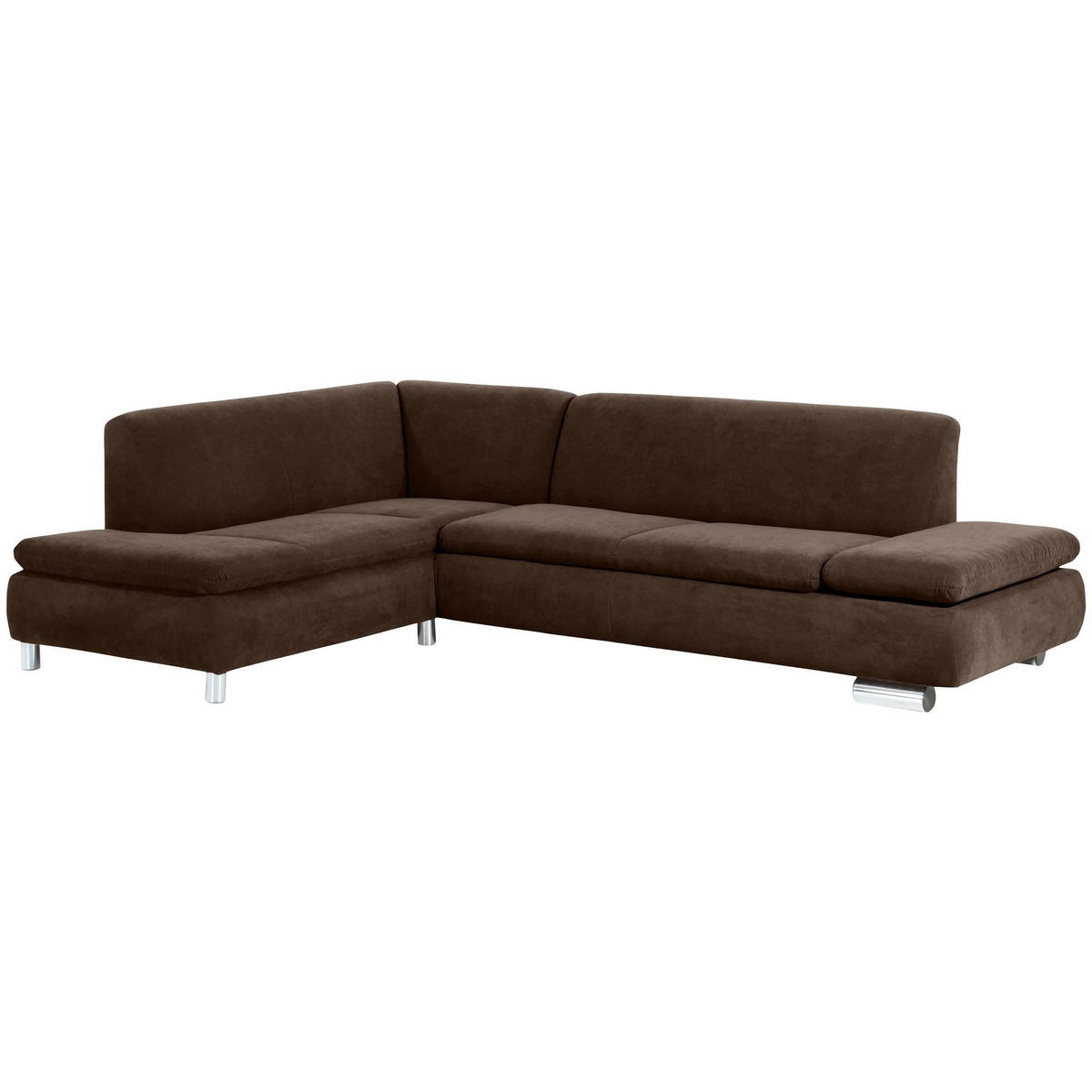 ECKSOFA mit Ottomane links Kaye Bezug Veloursstoff Metallfuß verchromt / braun - Braun, Kunststoff (190/270cm) - 58aufmkessel