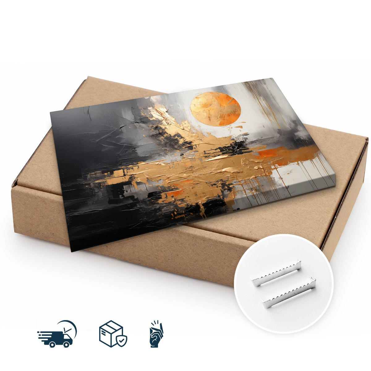 LEINWANDBILD Abstraktion Moderne Muster 40x30cm - Schwarz/Grau, Textil (40/30cm) - Muralo