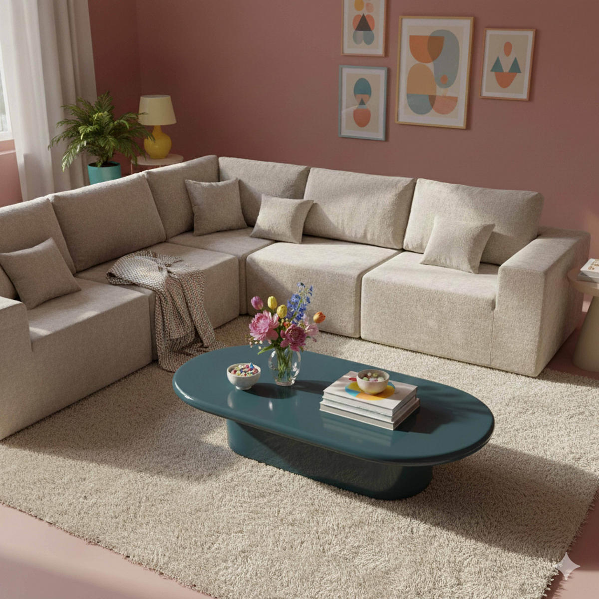 COUCHTISCH, Blau - Blau, Holzwerkstoff (100/70/31cm) - Oviala