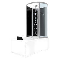 DUSCHKABINE mit Wanne K50-L33-EC Schwarz 170x100 - Schwarz, Glas/Kunststoff (170/98/225cm) - AcquaVapore by Sandra Jentho