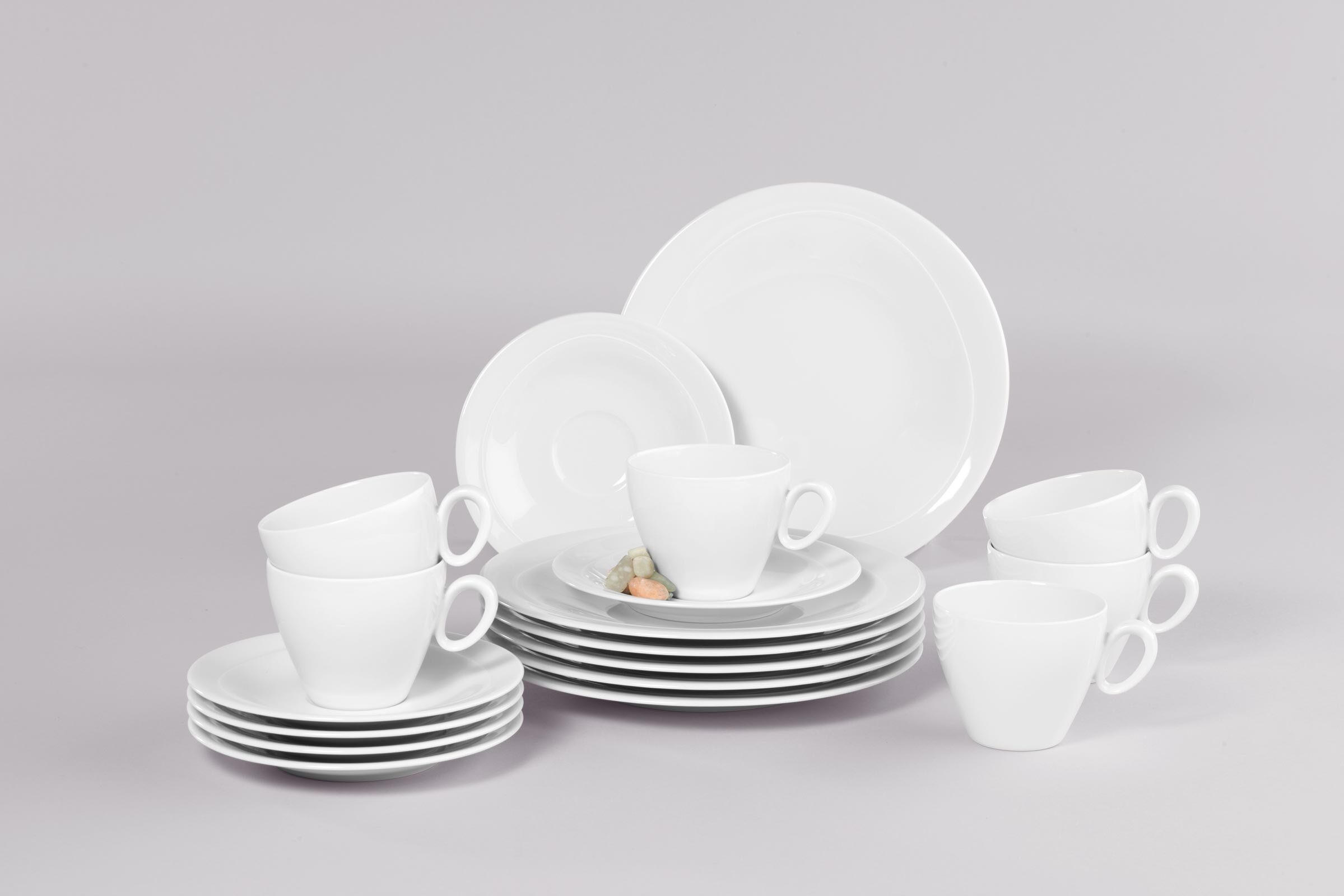 KAFFEESERVICE Trio Weiß weiß 18er Set - Weiß, Keramik (24/18.1/43cm) - Seltmann Weiden
