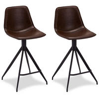 BARHOCKER-SET 2 Stück in Kunstleder - Schwarz/Braun, Textil/Metall (48/98/57cm) - Furnhouse