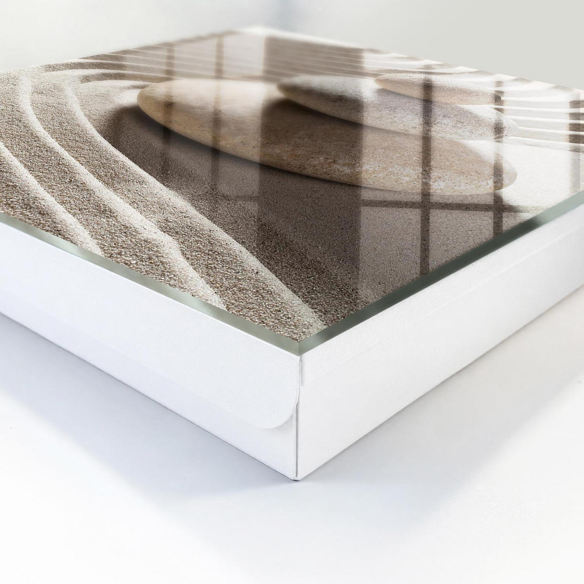 SCHLÜSSELBOX Weiß 30x30 cm – Türöffnung nach rechts - Zen-Komposition - Beige, Metall (30/30/5cm) - TULUP