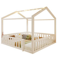 KINDERBETT 90/190 cm & 180/190 cm in Weiß Hausbett mit Gitter und LED - Weiß, Holzwerkstoff (90/190cm) - STILVORA