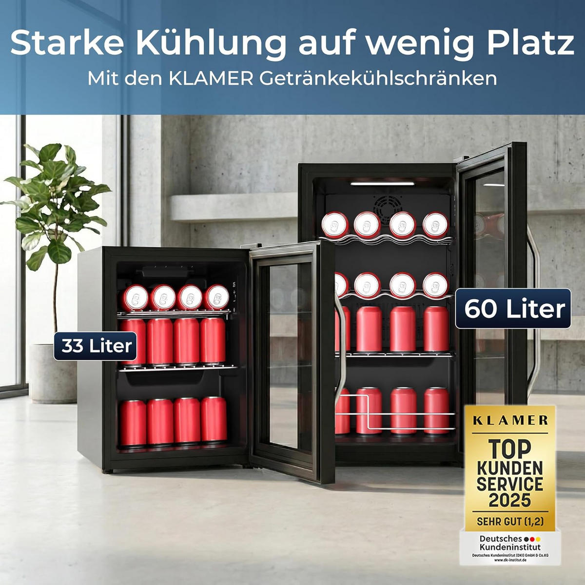 GETRÄNKEKÜHLSCHRANK 60L Mini Kühlschrank - Schwarz, Glas/Metall (43/75/49cm) - KLAMER