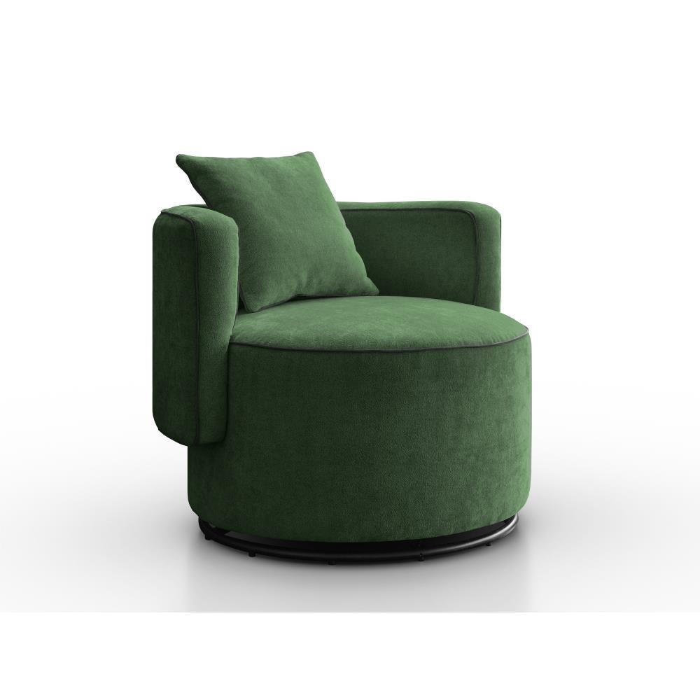 DREHSESSEL Dolce dunkelgrün velour - Dunkelgrün/Schwarz, Textil (90/83/90cm) - Beautysofa