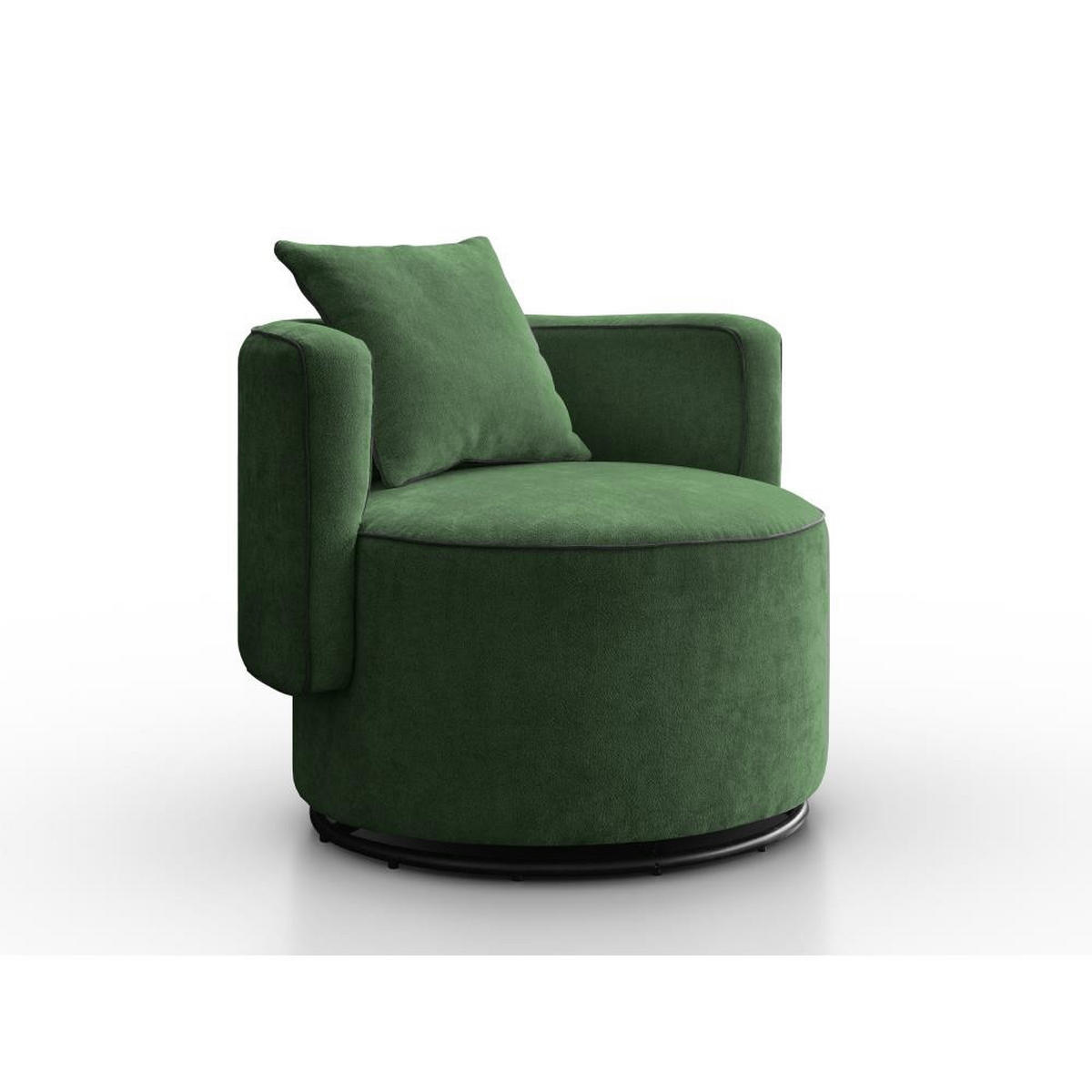 DREHSESSEL Dolce dunkelgrün velour - Dunkelgrün/Schwarz, Textil (90/83/90cm) - Beautysofa