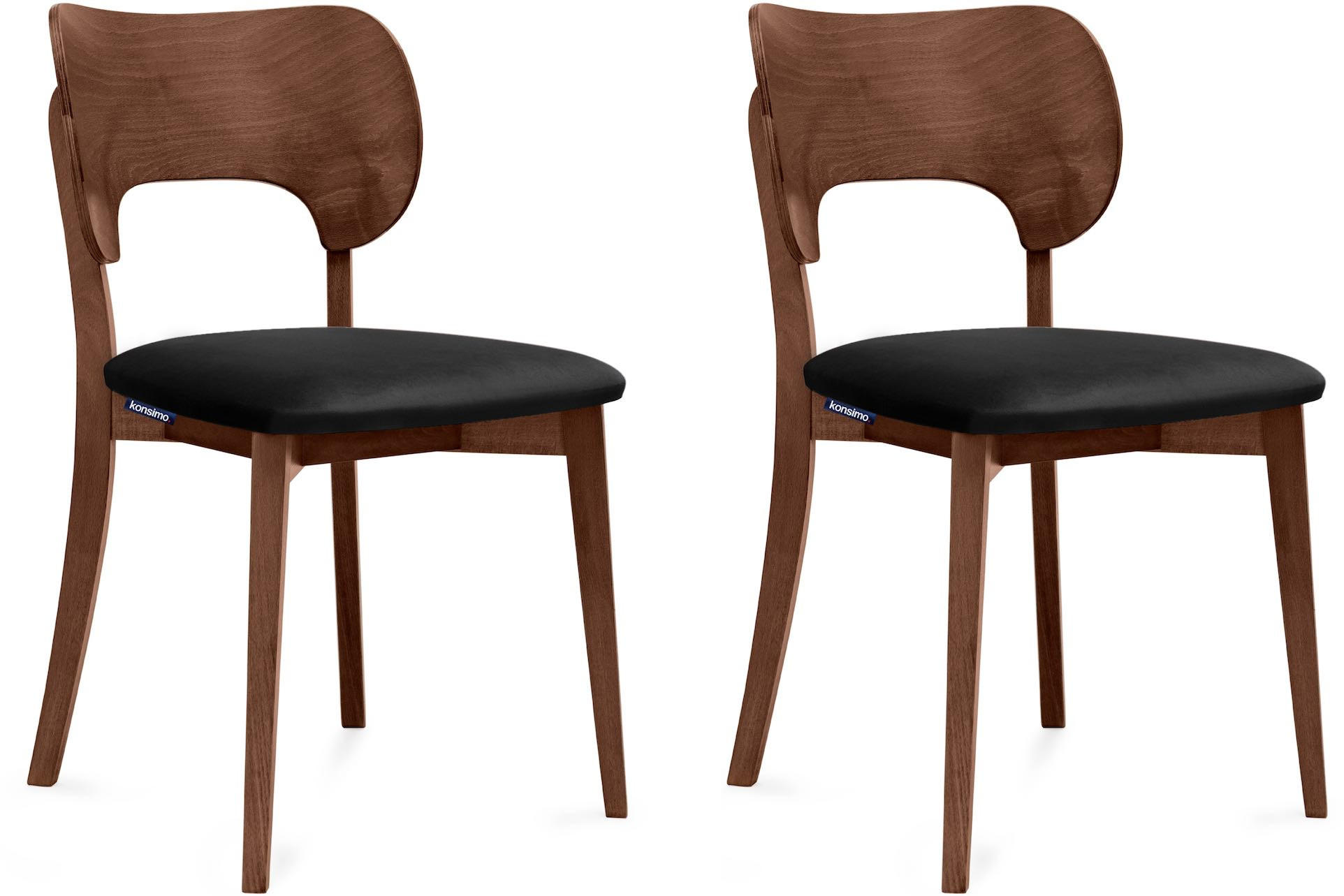 STUHL-SET LYCO Esszimmerstühl 2 St, schwarz - Walnussfarben/Schwarz, Holz/Buchenholz (47/81/45cm) - KONSIMO®