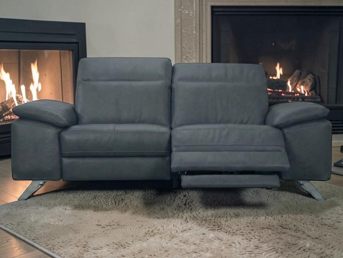 3-SITZER Sofa Genius Echtleder mit 1 x Relaxfunktion Anthrazit - Anthrazit, Leder/Metall (220/80/104cm)