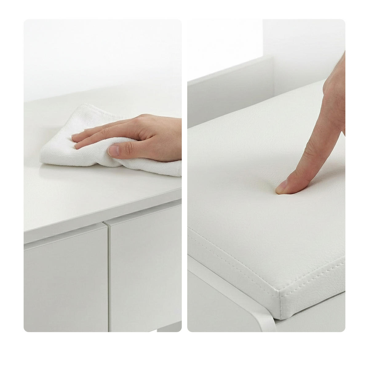 STOL Bijeli 2-dijelni-set LED ogledalo - bijela, drvni materijal (105/140/40cm) - Relaxdays
