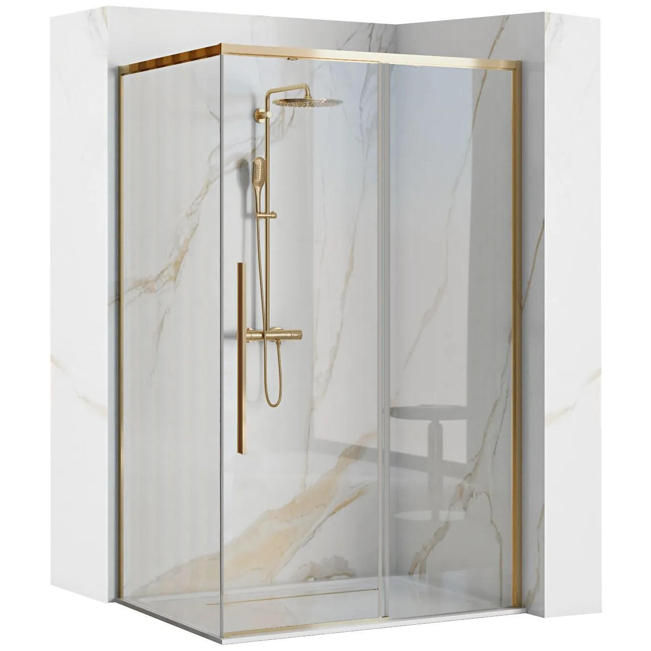DUSCHKABINE Rea Solar Gold 120x90 - Goldfarben, Glas (90/118.5/195cm) - REA