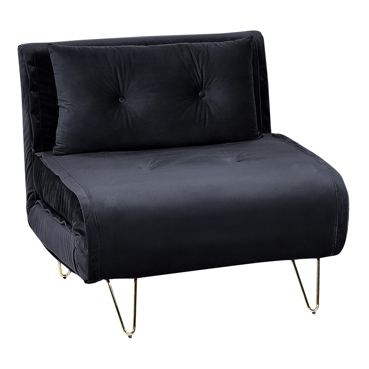 SCHLAFSOFA Samtstoff Schwarz Vestfold - Schwarz, Textil (85/81/78cm) - Beliani