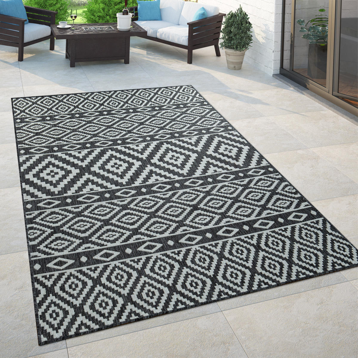 OUTDOORTEPPICH 120/170 cm Coco 201 - Schwarz, Textil (120/170cm) - Paco Home