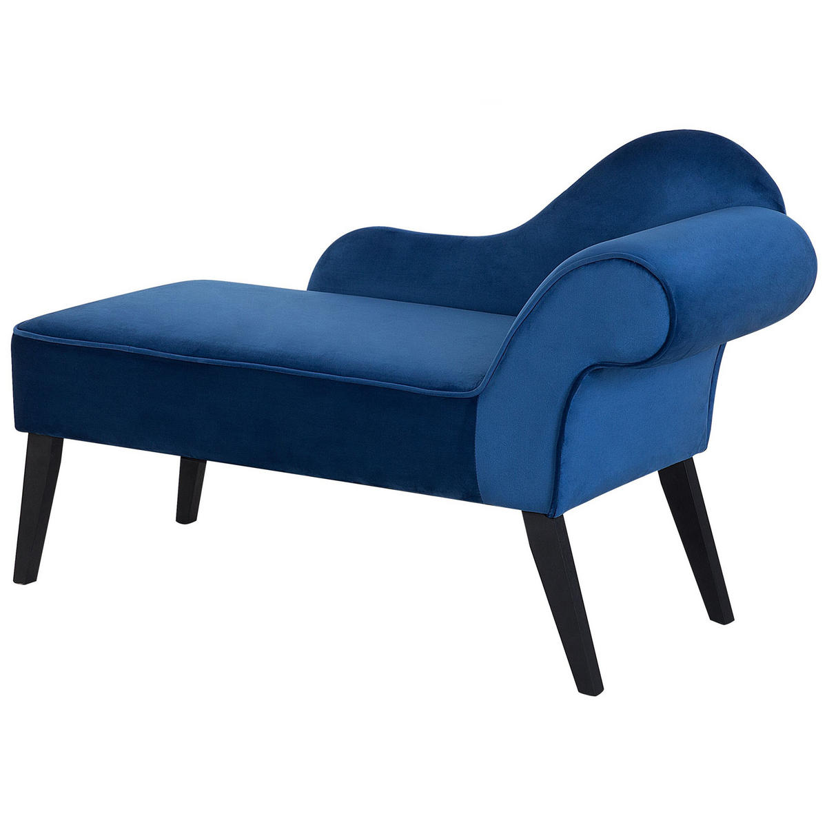 CHAISELONGUE Samtstoff marineblau rechtsseitig Biarritz - Blau, Textil (116/77/56cm) - Beliani