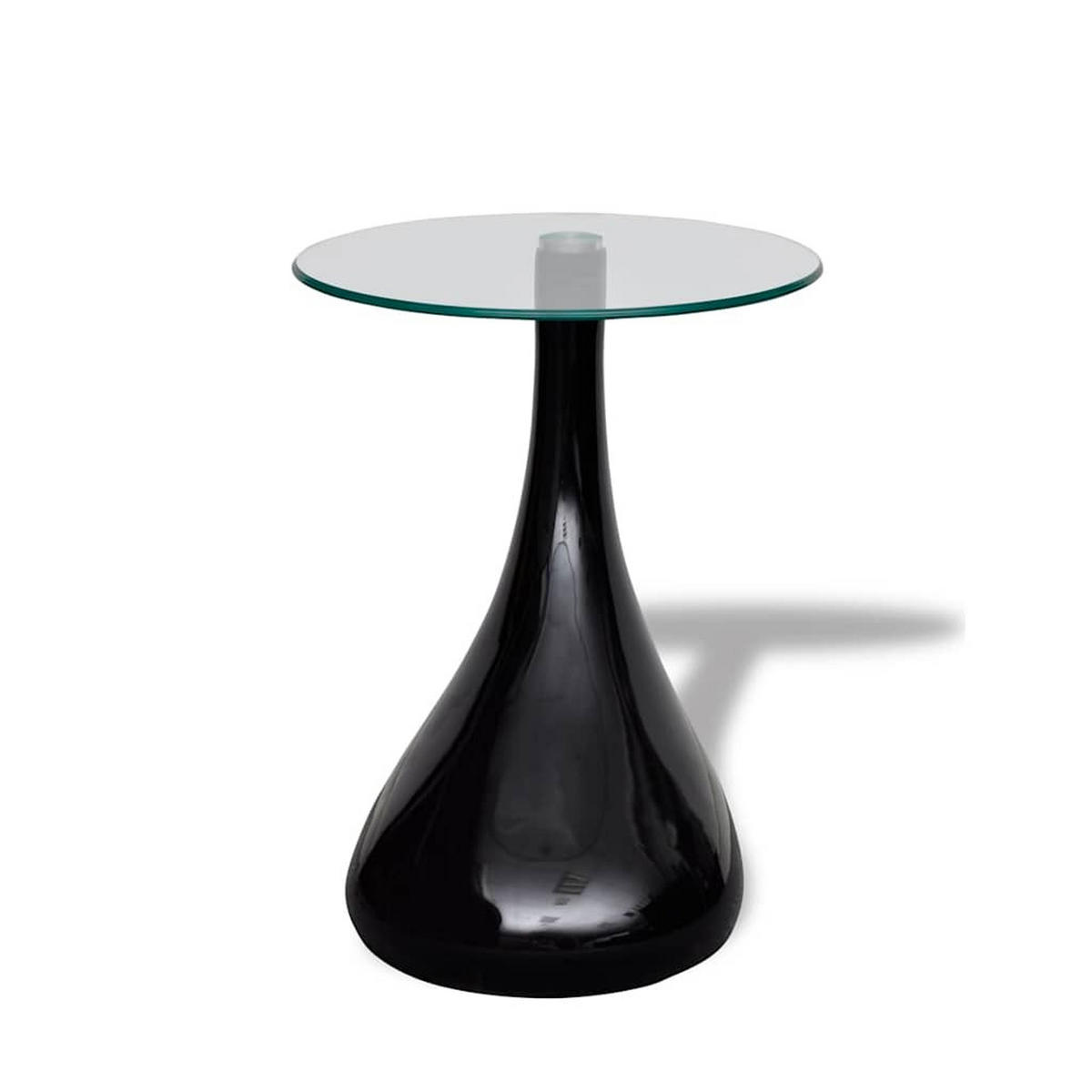 COUCHTISCH mit Runder Glasplatte Hochglanz Schwarz - Schwarz, Glas (42/42/55cm) - furnicato