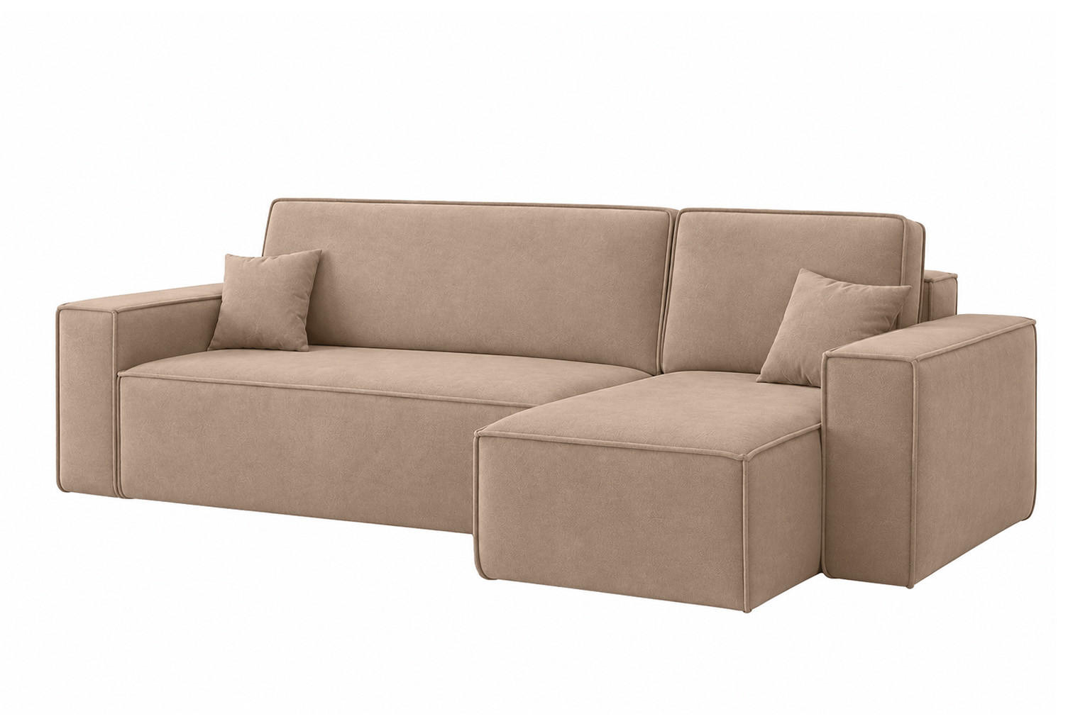 ECKSOFA L-Form Mit Schlaffunktion Und Bettkasten, Veloursstoff Bluvel, Latte, Rechts, BEST XL - Cappuccino, Holz (274/142cm) - Kaiser Möbel