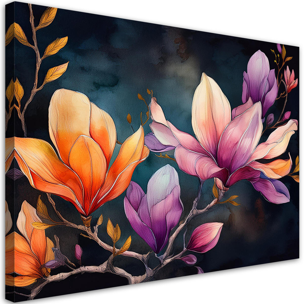 WANDBILD magnolienblüte gemalt - Multicolor, Textil (60/40cm) - Feeby