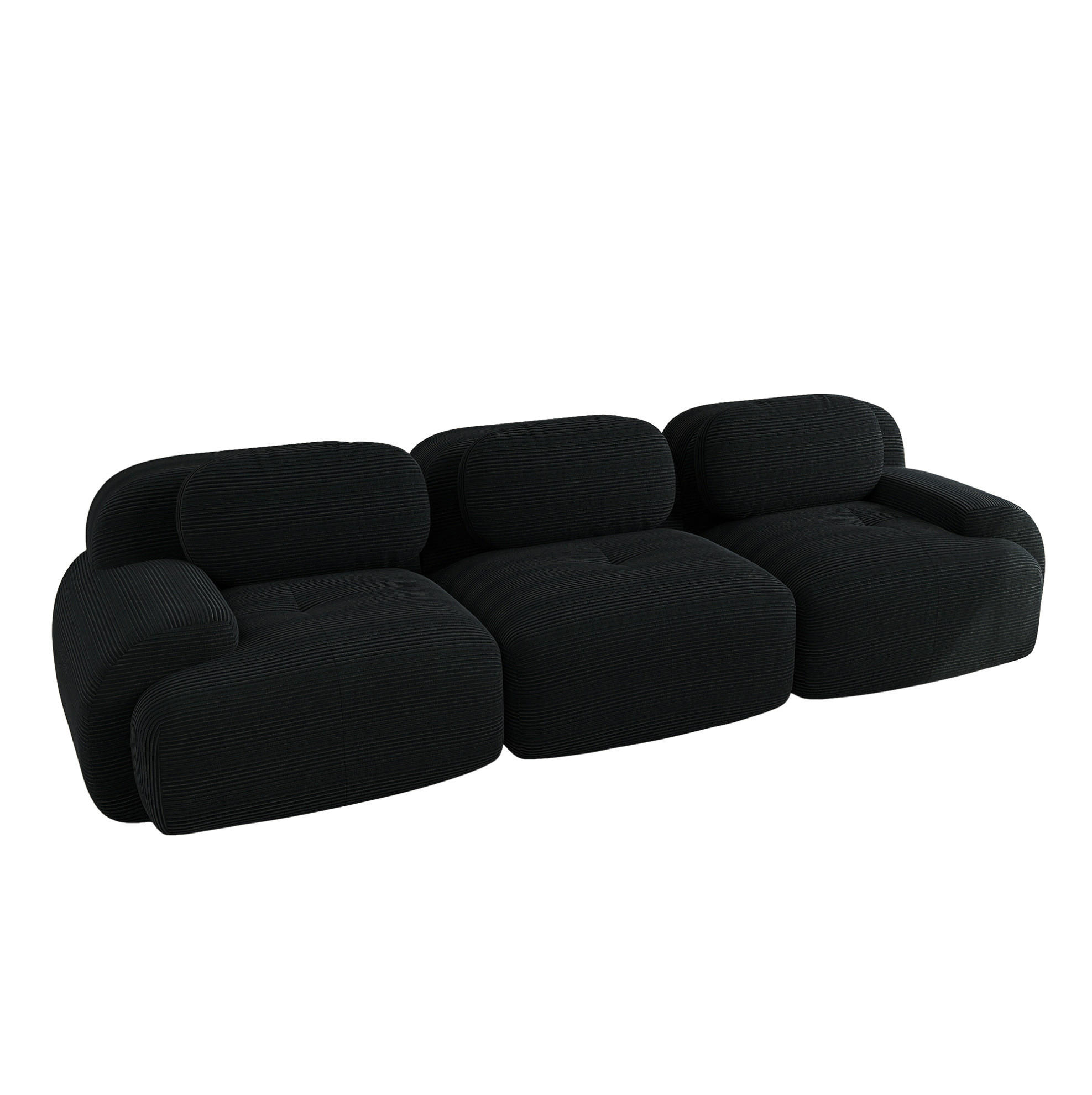 ECKSOFA modular rahmenlos Cordstoff Black - Schwarz, Kunststoff (103/75/298cm) - Meubliv
