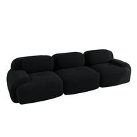 ECKSOFA modular rahmenlos Cordstoff Black - Schwarz, Kunststoff (103/75/298cm) - Meubliv