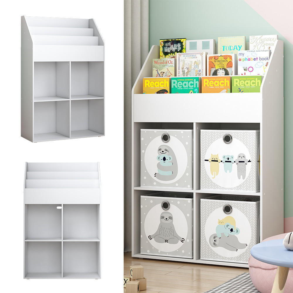 KINDERREGAL Conny Weiß 72 x 111 cm mit 4 Ablagen für Faltboxen - Weiß, Holzwerkstoff (72/111/30.2cm) - Vicco