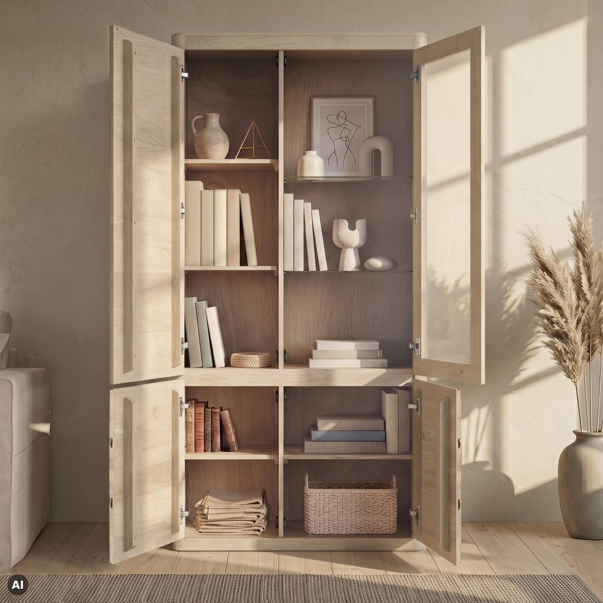 VITRINE Mango 109x40x202 weiß lackiert TORONTO #311 - Weiß, Holz (109/202/40cm) - Massivmoebel24