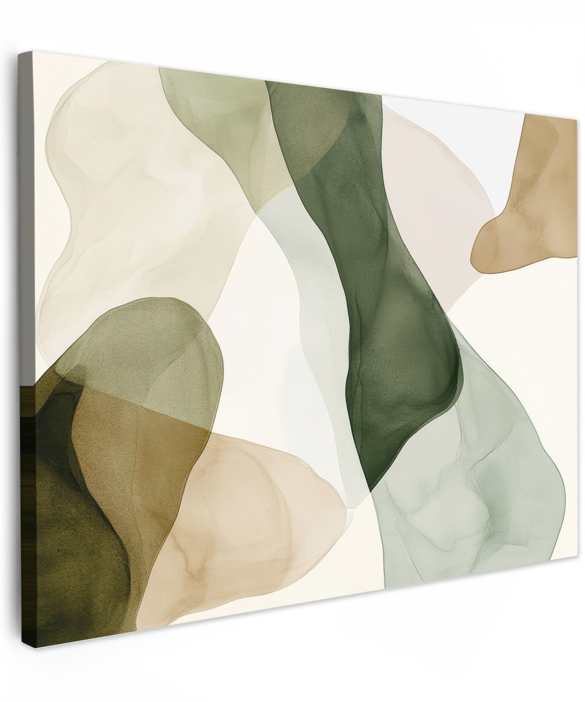 LEINWANDBILD Japandi - Abstrakt - Grün Wandbilder 80x60 cm - Salbeigrün, Textil (80/60cm) - MuchoWow