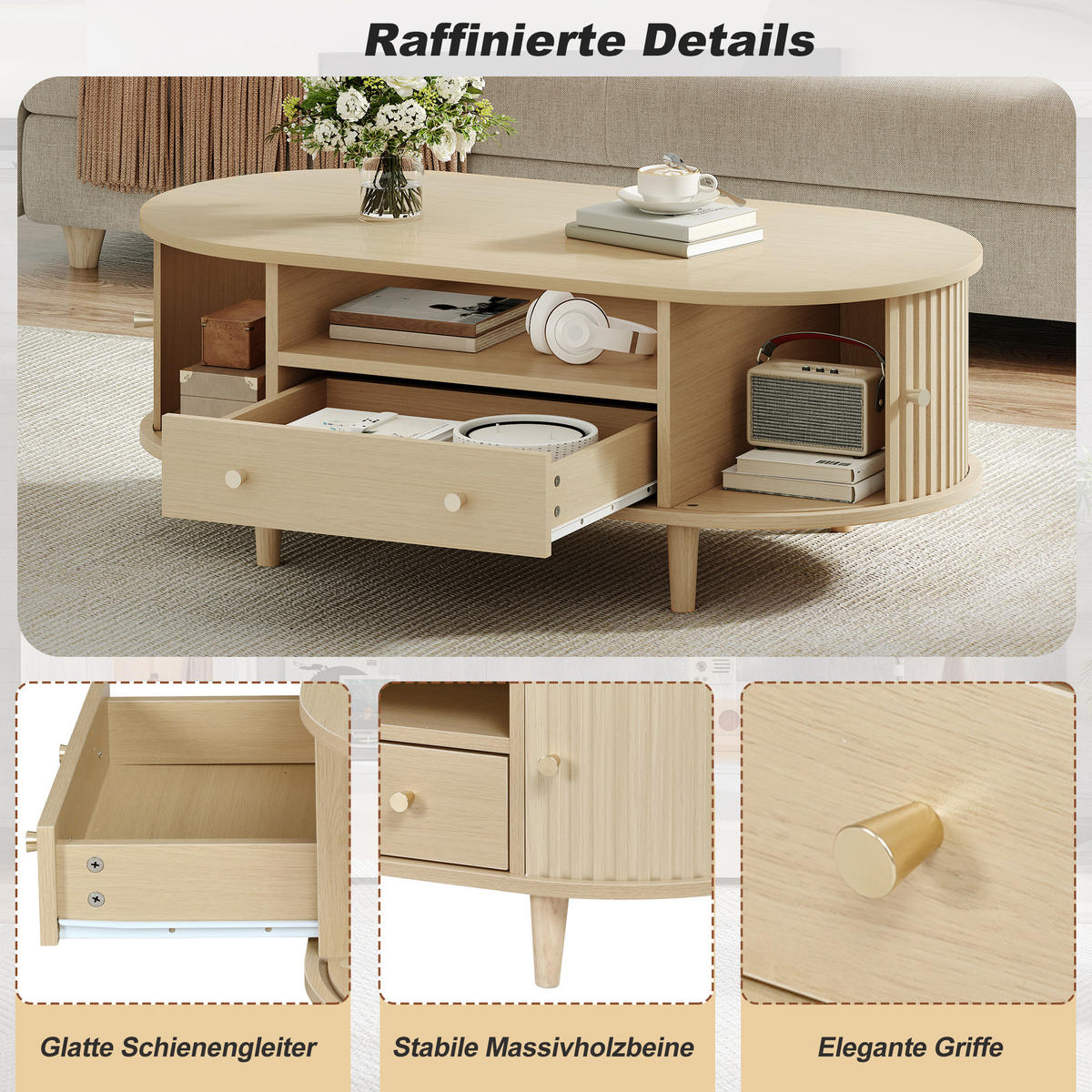 COUCHTISCH Holzfarbe - Naturfarben, Holzwerkstoff (100/50/36cm)