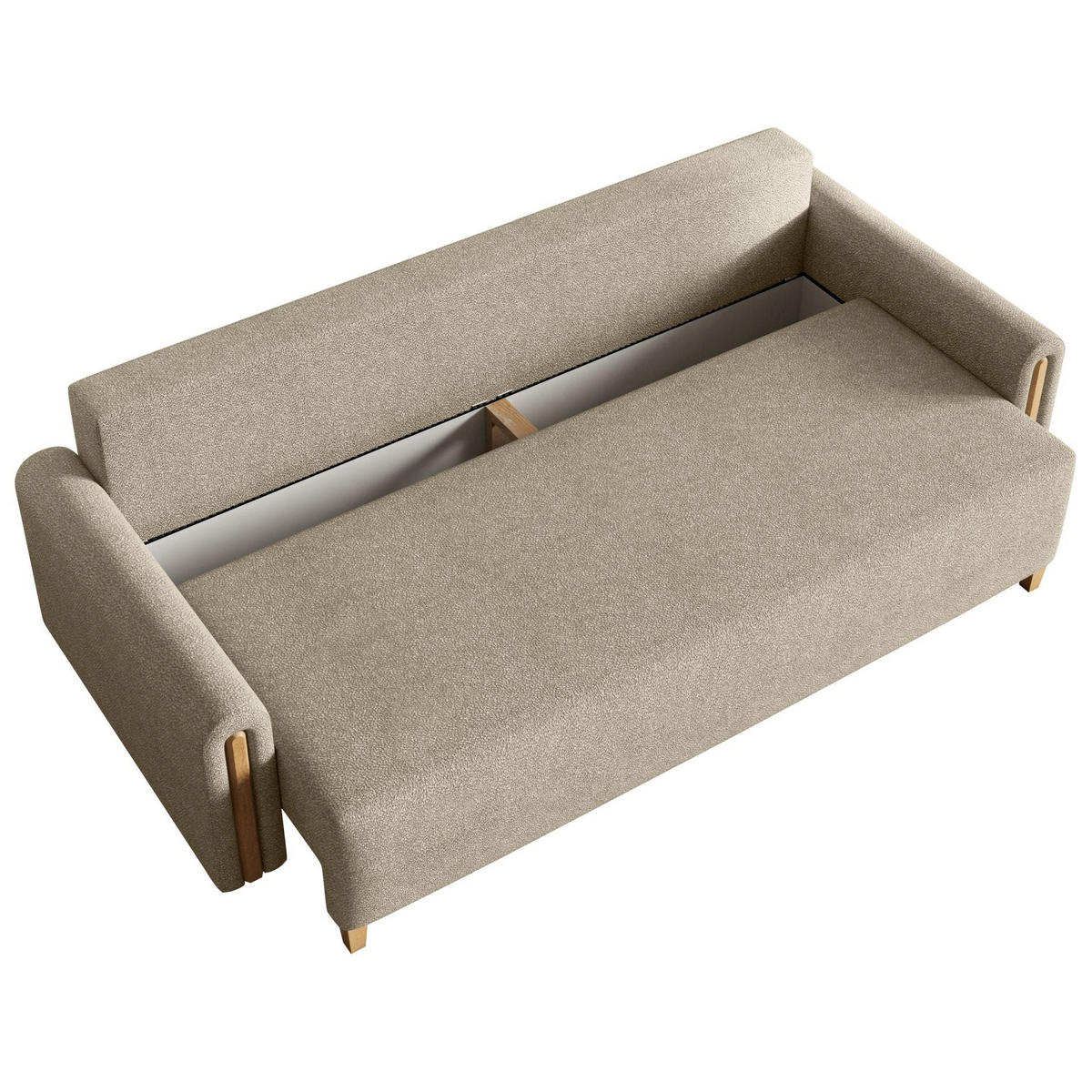 3-SITZER SCHLAFSOFA Majla Beige - Eichefarben/Beige, Holz/Textil (236/93/97cm) - Selsey