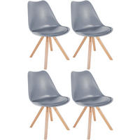 STUHL 4er Set Kunststoff grau - Naturfarben/Grau, Holz/Kunststoff (48/81/54cm) - CLP