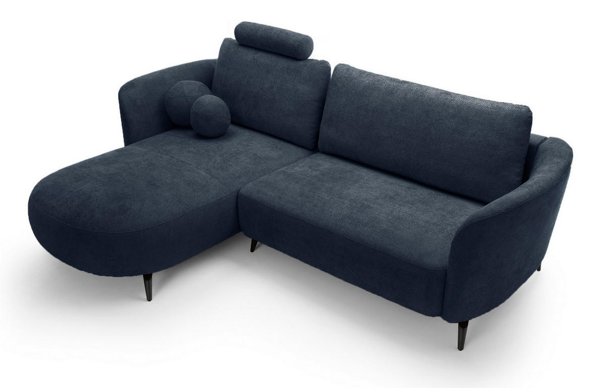 ECKSOFA auf Füßen Kendra 260 cm mit Schlaffunktion, Links, Dunkelblau - Dunkelblau, Holz (260/180cm) - Emporius