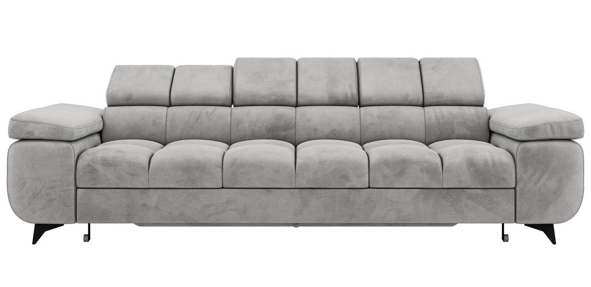 TŘÍMÍSTNÁ POHOVKA NIDELLO - Světle šedá Samet - černá/světle šedá, kov/textil (260/70/97cm) - MKS