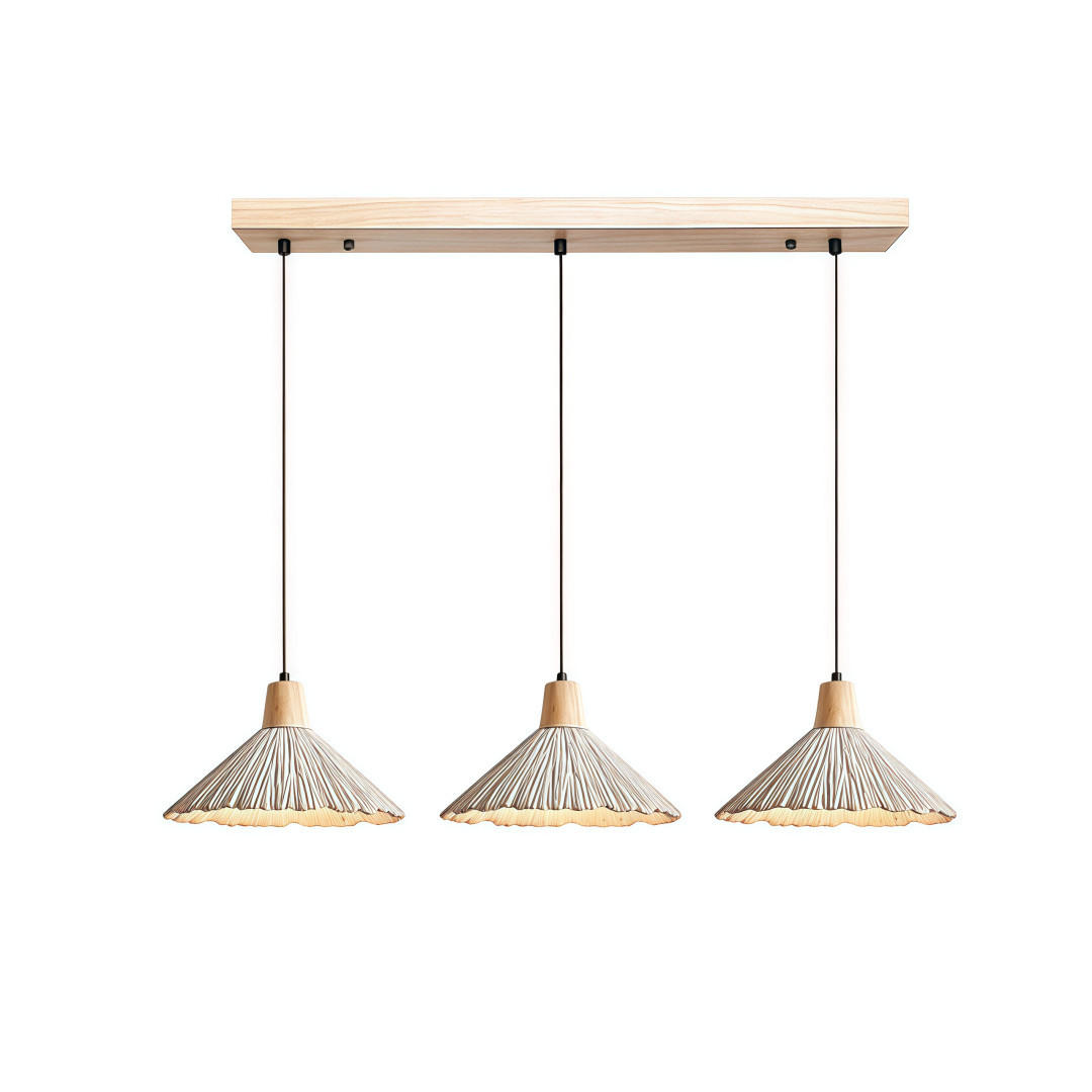 PENDELLEUCHTEN Beton & Holz, Wabi Sabi 3ER SET 70CM - Gelb, Naturmaterialien (170/70/30cm) - Weltevree