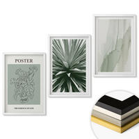 WANDBILDER 3er-Set - 40x60 cm Weißer Rahmen - Pflanzenmuster in Grün - Weiß, Kunststoff (40/60cm) - ArtPrintCave