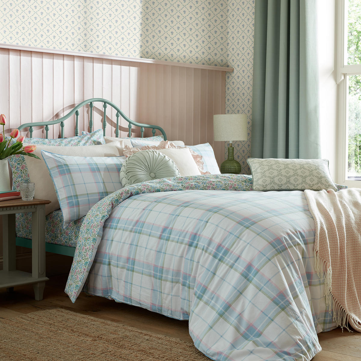 BETTWÄSCHE Sherston Pulverblau lits-jumeaux - Blau, Textil (230/220cm) - LAURA ASHLEY