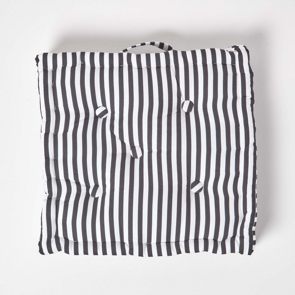 SITZKISSEN schwarz-weiß gestreift 40/40/8 cm - Schwarz, Textil (40/40/8cm) - Homescapes