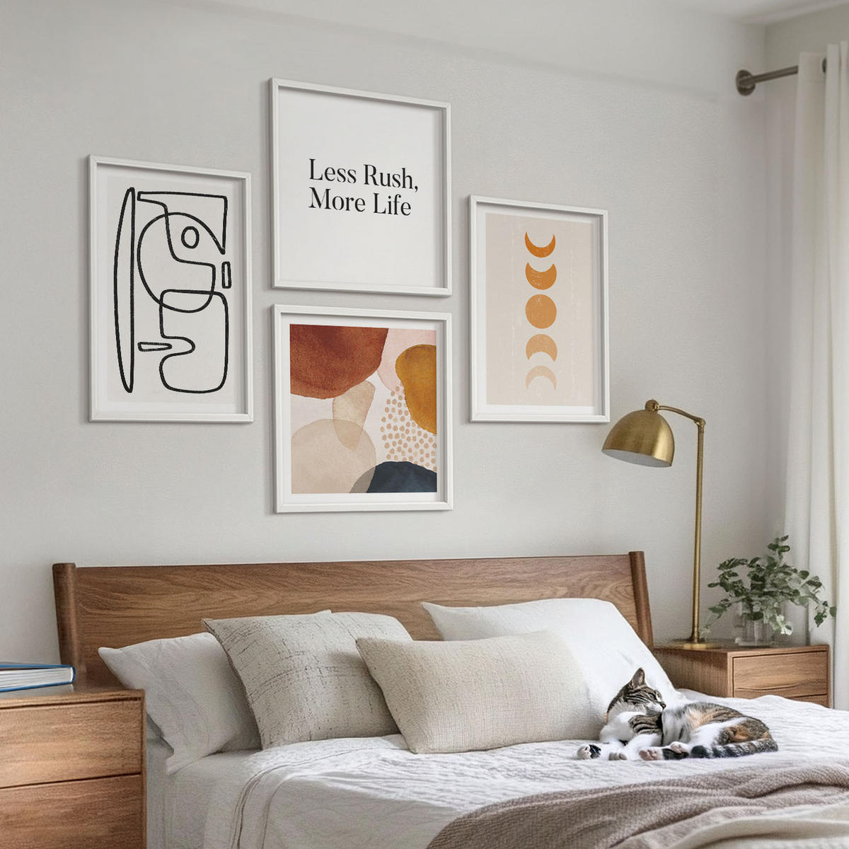 WANDBILDER 4er-Set - 50x50 cm & 40x60 cm Weißer Rahmen - Abstrakte Formen und Farben - Weiß, Kunststoff (50/50cm) - ArtPrintCave