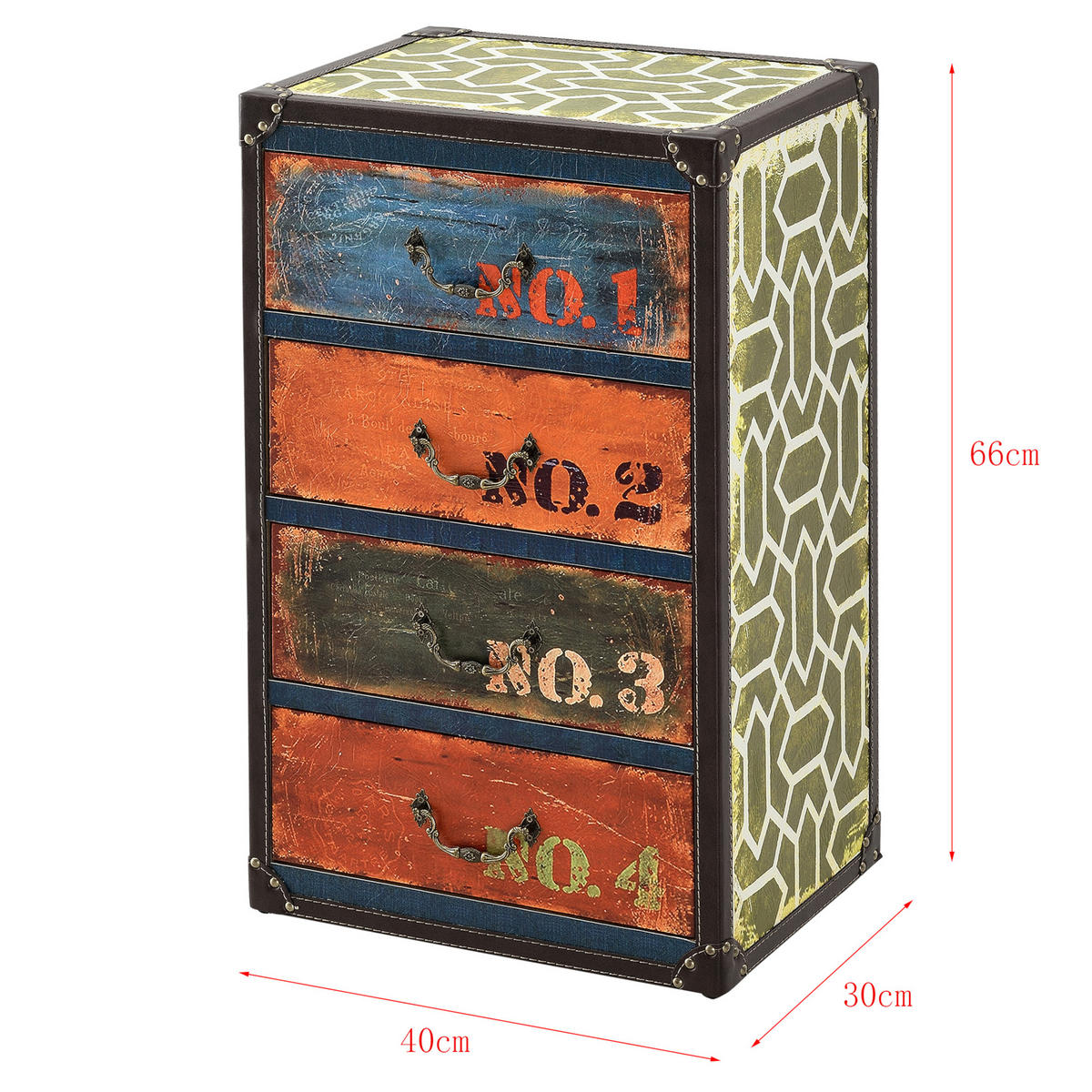 KOMMODE Goslar - Multicolor, Holzwerkstoff (40/30/66cm) - [en.casa]