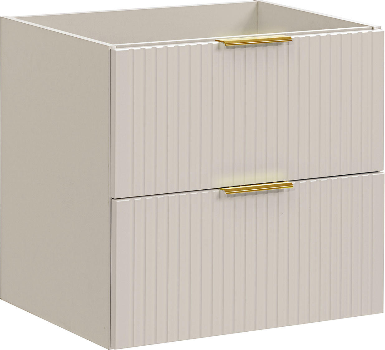 WASCHBECKENUNTERSCHRANK Niva hängend mit Rillenfronten in Matt Kaschmir, 60/57/46 cm - Kaschmir/Beige, Holzwerkstoff/Kunststoff (60/57/46cm) - WFL GROUP
