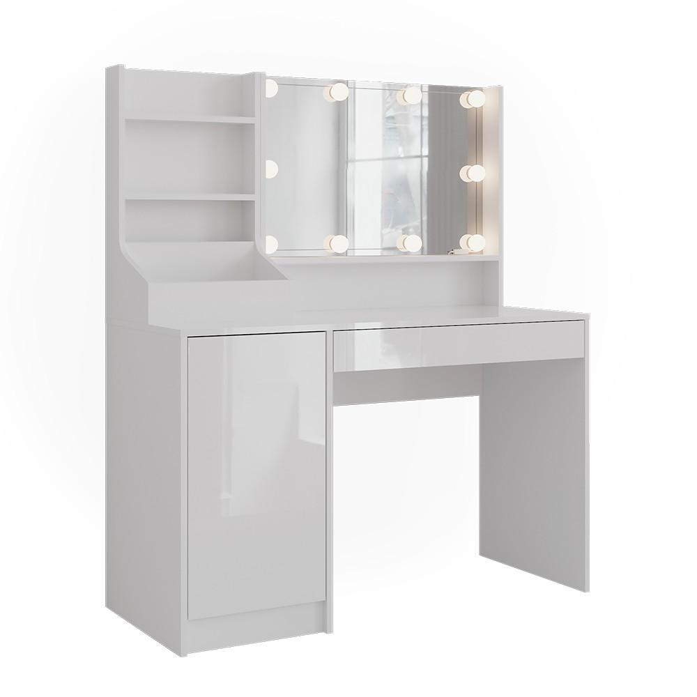 SCHMINKTISCH Sherry Weiß/Weiß Hochglanz 119.8 cm 4 Teile - Weiß Hochglanz, Holzwerkstoff (119.8/76/50.1cm) - Vicco