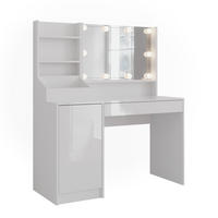 SCHMINKTISCH Sherry Weiß/Weiß Hochglanz 119.8 cm 4 Teile - Weiß Hochglanz, Holzwerkstoff (119.8/76/50.1cm) - Vicco