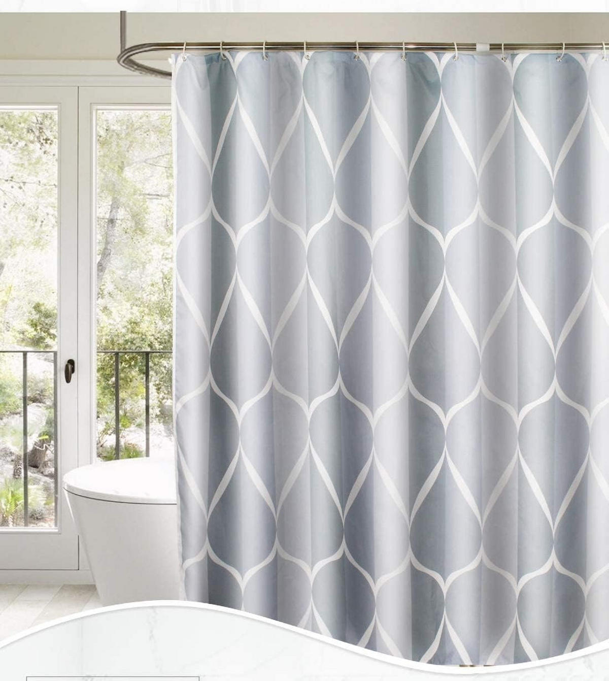 DUSCHVORHANG schimmelresistent wasserdicht Stoff Polyester Badezimmer Einlage lang - Grau, Textil (200/200cm) - MCBOSON