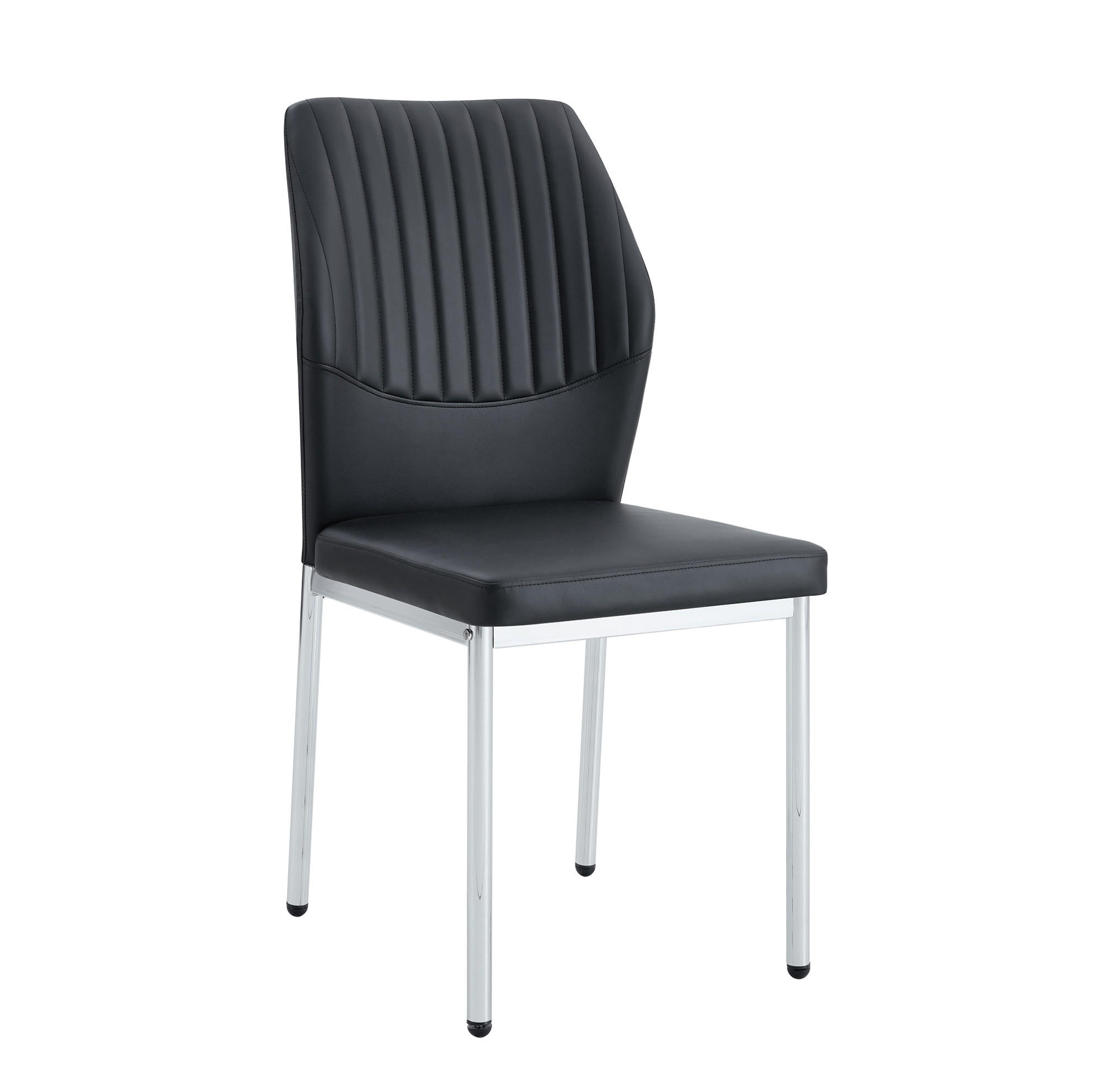 ESSZIMMERSTUHL 4er-Set Höhe 93 cm PU-Leder Schwarz/Silber - Silberfarben, Metall (42.6/93/43cm) - Meubliv